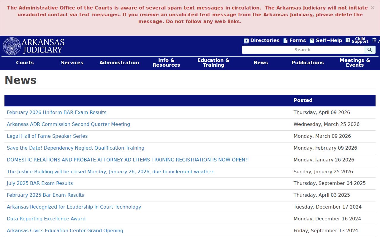 Arkansas Judiciary news used for Ouachita County court schedule updates