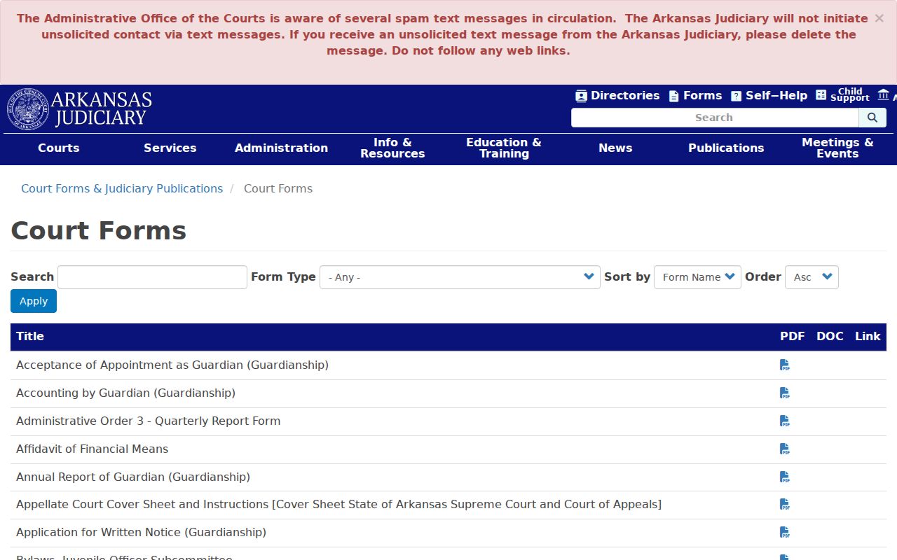 Ouachita County civil court dockets and Arkansas court forms