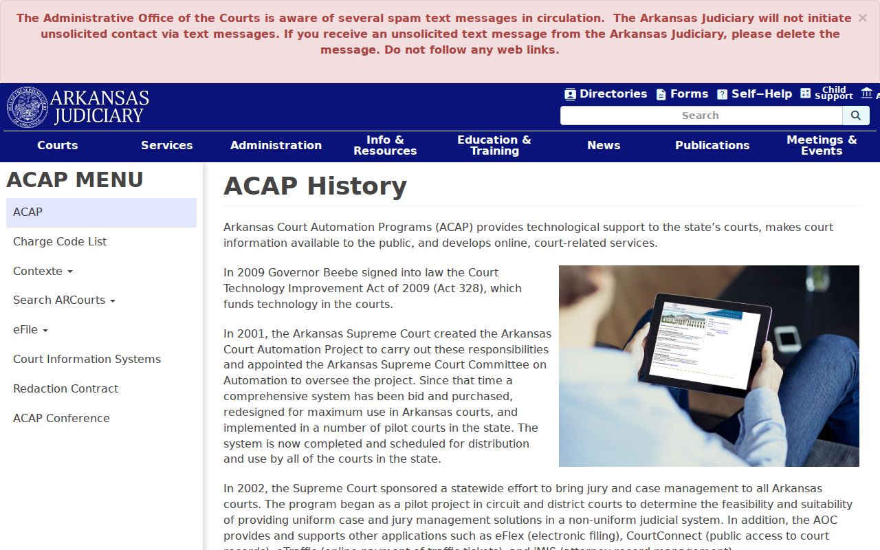 Arkansas court automation information for an Ouachita County docket search
