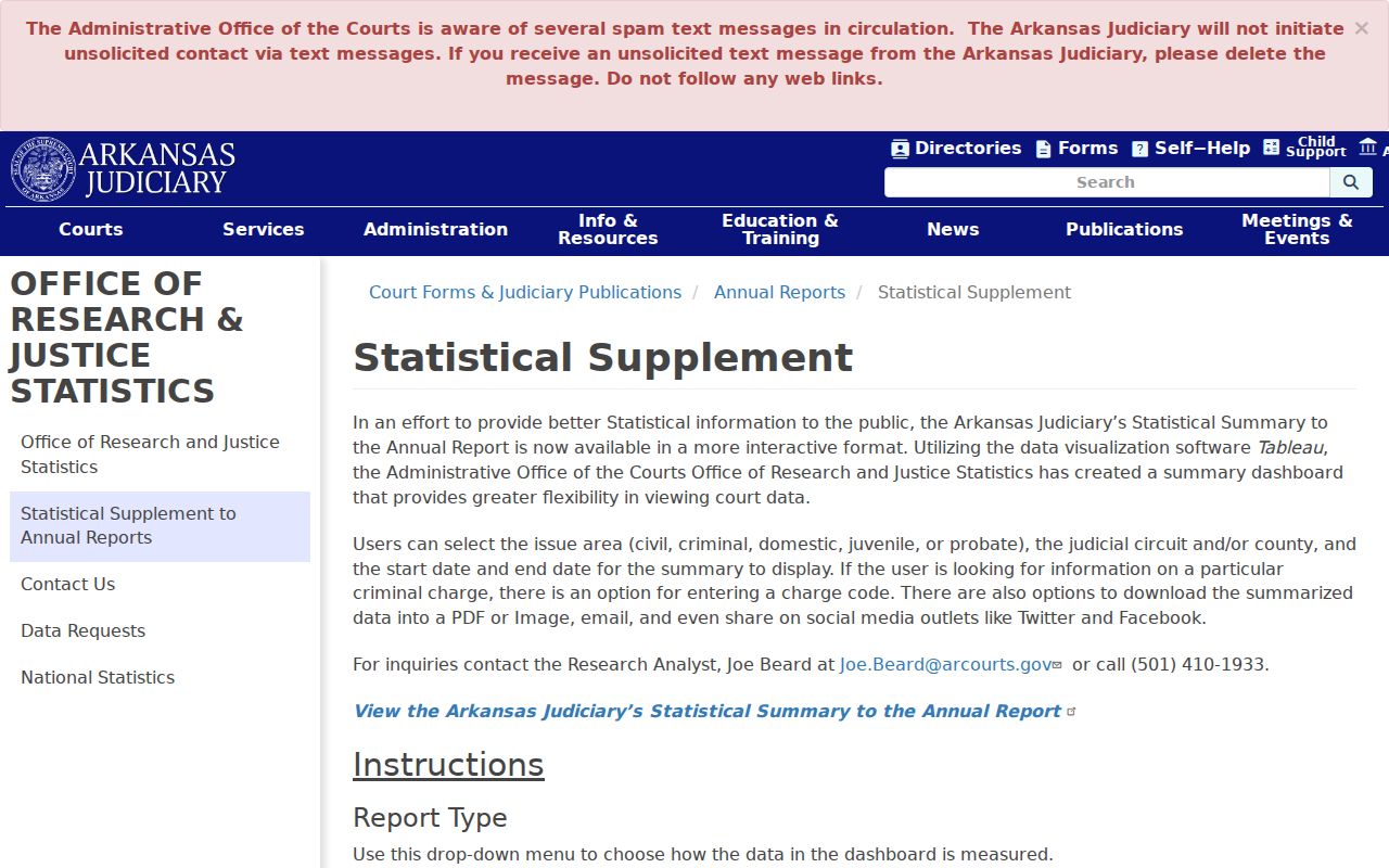 Ouachita County traffic court statistical supplement page